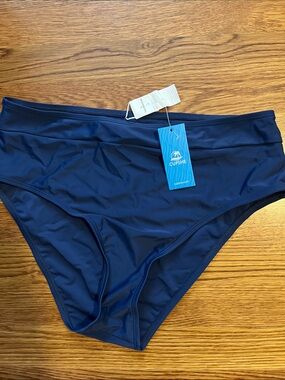 Cupshe Deep Navy High Waist Swim Bottoms